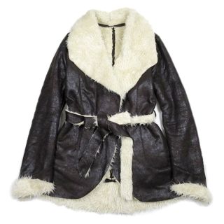 マウジー(moussy)のマウジー moussy ムートン フェイクファーコート ジャケット リボンベルト(毛皮/ファーコート)