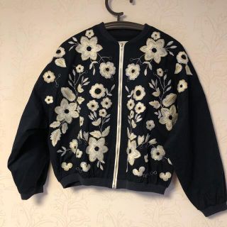 カワイイ(cawaii)の1回着 cawaii お花刺繍のジャンパー 紺 frenchpave(ブルゾン)