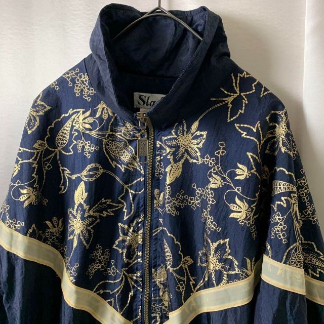 良デザイン 90s vintage ナイロン切替ジャケット 花柄 デザイン古着 メンズのジャケット/アウター(ブルゾン)の商品写真