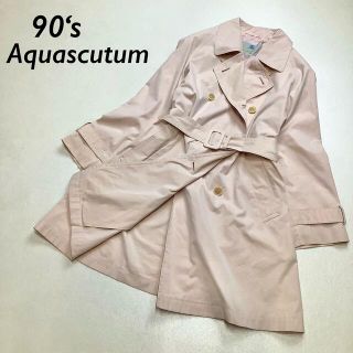 90‘s Aquascutum トレンチコート ピーチスキン生地 ライトピンク