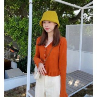 マウジー(moussy)のmoussy RIB FRILL L／S カーディガン(カーディガン)