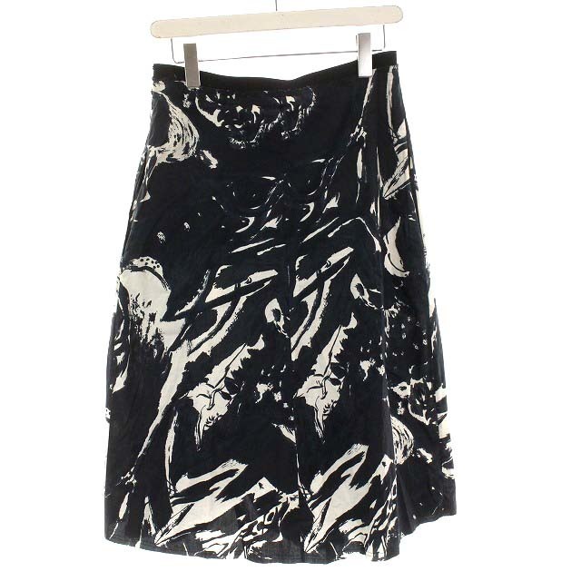 Marni(マルニ)のマルニ フレアスカート ミモレ ロング 総柄 コットン 40 M 紺 白 レディースのスカート(ロングスカート)の商品写真