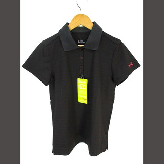 アンダーアーマー(UNDER ARMOUR)のUNDER ARMOUR ポロシャツ 半袖 刺繍 黒 ブラック L(ポロシャツ)