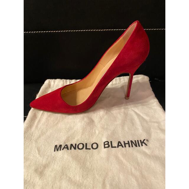 MANOLO BLAHNIK(マノロブラニク)のマノロブラニク MANOLO BLAHNIK ヒールパンプス スウェード　レッド レディースの靴/シューズ(ハイヒール/パンプス)の商品写真