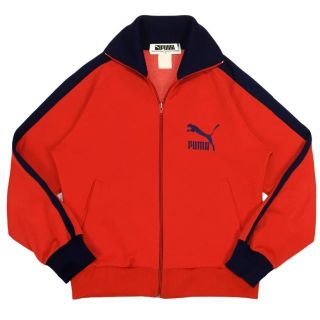 70s PUMA プーマ ジャージ トップ ネイビー ライトブルーSM aw44