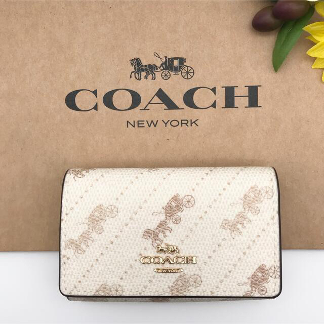 COACH ファイブ リング キーケース ホースアンドキャリッジ クリーム