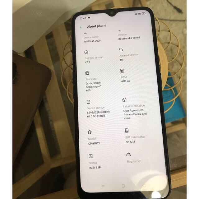 OPPO(オッポ)のOPPO A5 2020 楽天モバイル シムフリー 64gb  スマホ/家電/カメラのスマートフォン/携帯電話(スマートフォン本体)の商品写真