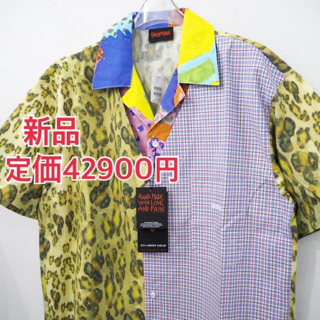 超大特価 レイヤード セルフメイド 定価42900円 新品 半袖 黄色 レオパード シャツ シャツ