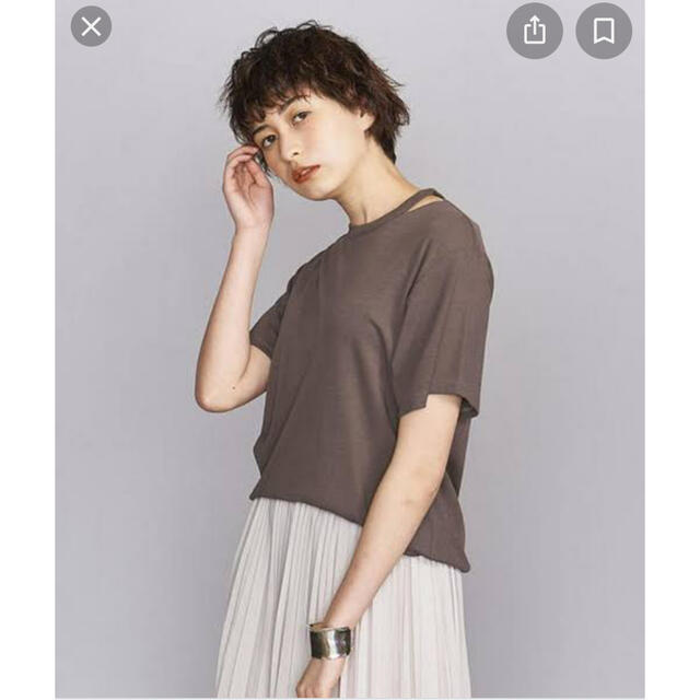 BEAUTY&YOUTH UNITED ARROWS(ビューティアンドユースユナイテッドアローズ)の【BEAUTY&YOUTH】コットンドライガーゼスリットネックTシャツ レディースのトップス(Tシャツ(半袖/袖なし))の商品写真