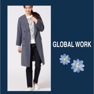 グローバルワーク(GLOBAL WORK)のGLOBAL WORK★ノーカラー トレンチ コート L ブルー(トレンチコート)