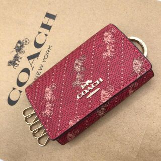 コーチ(COACH)の【COACH☆新品】大人気！リング キーケース！ホース & キャリッジ！レッド！(キーケース)