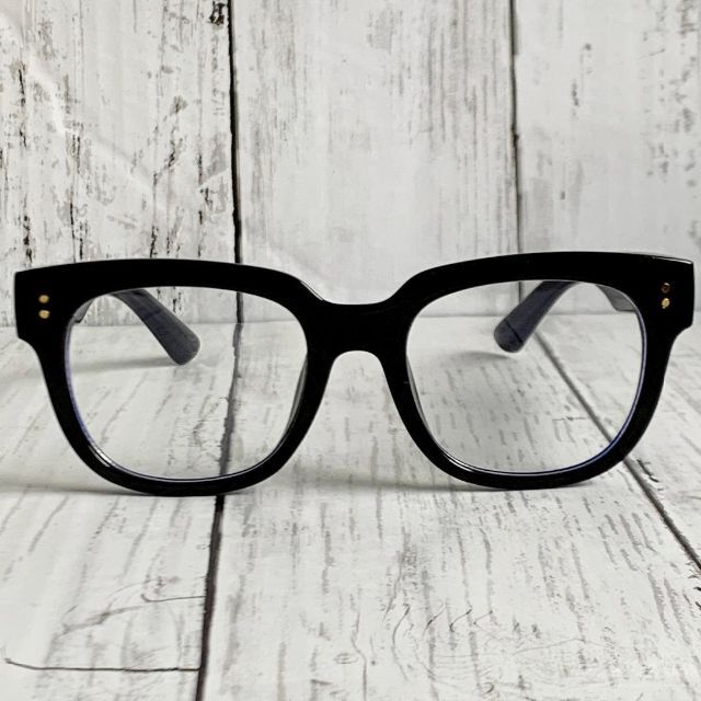 黒セル ボリューミー ウエリントン ブルーライトカット 太セル レディースのファッション小物(サングラス/メガネ)の商品写真