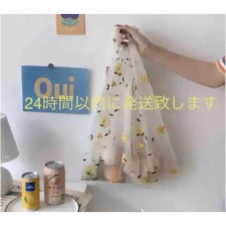 エコバッグ　チュール　オーガンジー　花　刺繍シアーバッグ　シースルー　韓国バッグ(エコバッグ)
