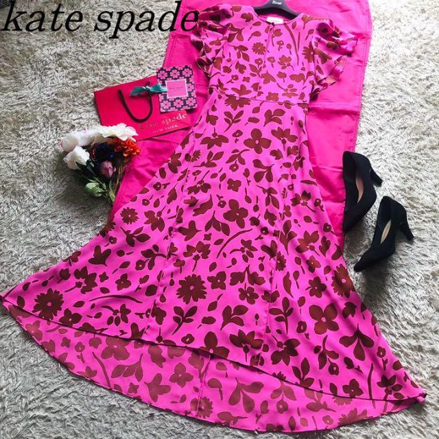 kate spade new york 【美品】kate spade 総柄ロングワンピース ピンク ドレス 2