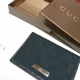 グッチ(Gucci)のGUCCI パスケース 名刺入れ カード グッチライン GGキャンバス 黒(名刺入れ/定期入れ)