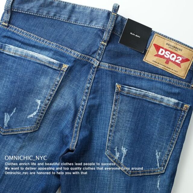 新品7.6万DSQUARED2ディースクエアードバイカラースリムデニム46 有名