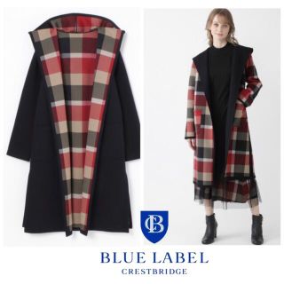 ブルーレーベルクレストブリッジ(BLUE LABEL CRESTBRIDGE)の新品未使用タグ付ブルーレーベル クレストブリッジチェックリバーシブルコーディガン(ガウンコート)