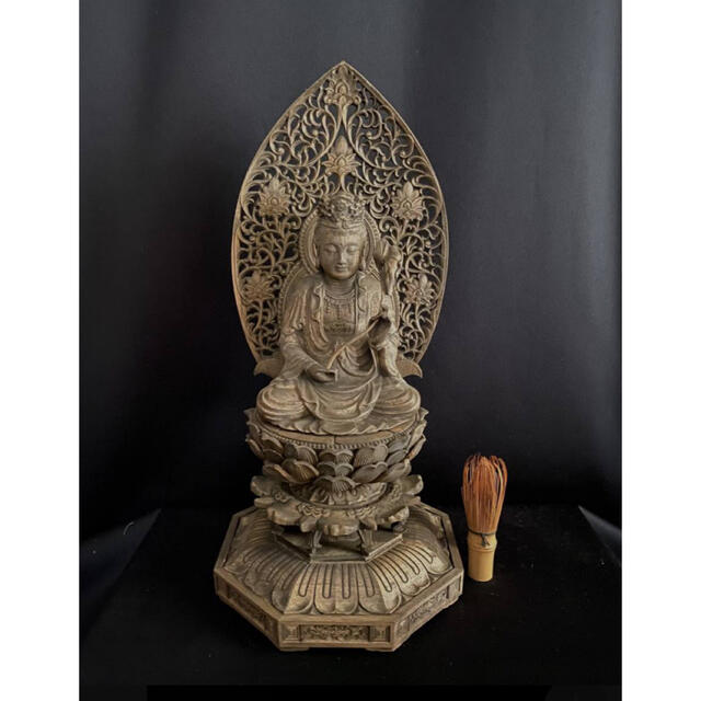 超高品質で人気の 高40cm 一刀彫り 時代彫刻 仏教工芸品 香樟材 勢至
