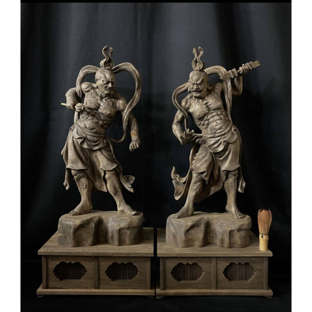 特大72cm 井波彫刻 楠材 時代彫刻 仏師手仕上げ品 仁王像 金剛 特大72cm 井波彫刻 楠材 時代彫刻 仏師手仕上げ品 仁王像 金剛