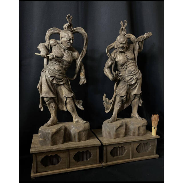 特大72cm 井波彫刻 楠材 時代彫刻 仏師手仕上げ品 仁王像 金剛 特大72cm 井波彫刻 楠材 時代彫刻 仏師手仕上げ品 仁王像 金剛