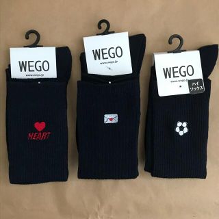 ウィゴー(WEGO)のWEGO スクールソックス ハイソックス 3足 ハート レター サッカー(ソックス)