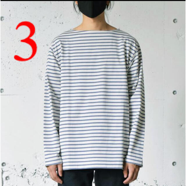 COMOLI(コモリ)の3 comoli 22ss ボートネック　ボーダー メンズのトップス(Tシャツ/カットソー(七分/長袖))の商品写真