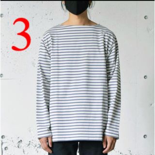 コモリ(COMOLI)の3 comoli 22ss ボートネック　ボーダー(Tシャツ/カットソー(七分/長袖))