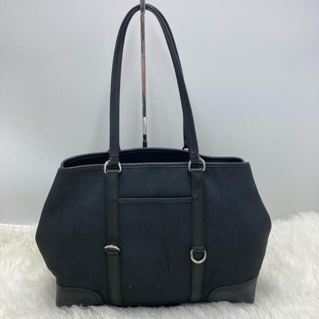 美品】プラダ トートバッグ キャンバス レザー 三角プレート ブラック