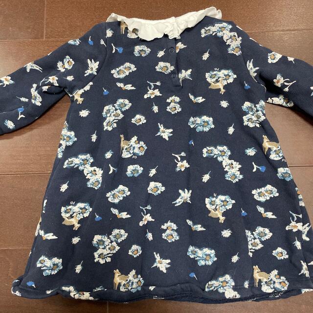 PETIT BATEAU(プチバトー)のプチバトー バンビ柄 ネイビーワンピース キッズ/ベビー/マタニティのベビー服(~85cm)(ワンピース)の商品写真