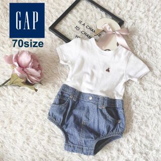 ベビーギャップ(babyGAP)のused【GAP/デニム/異素材/ロンパース/70cm】n041(ロンパース)