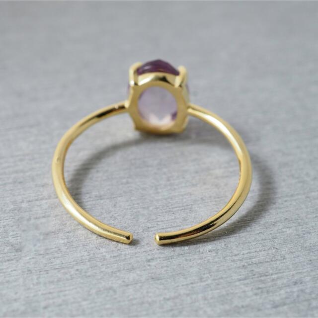 宝石質ピンクアメジストのフリーサイズリング ハンドメイドのアクセサリー(リング)の商品写真