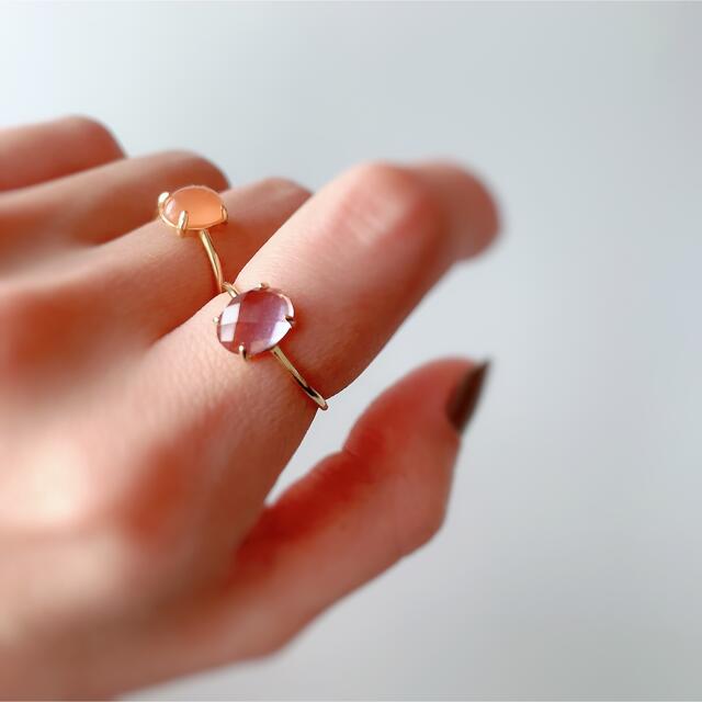 宝石質ピンクアメジストのフリーサイズリング ハンドメイドのアクセサリー(リング)の商品写真