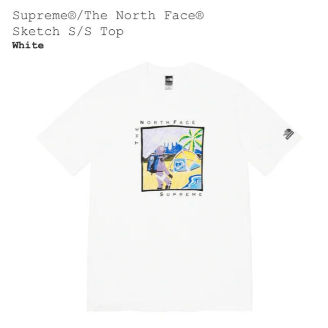 新製品情報も満載 Supreme TOP S/S Sketch Face North The  Supreme - Tシャツ/カットソー(半袖/袖なし)