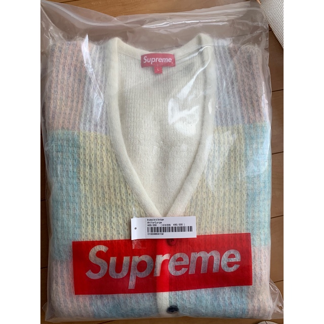 カーディガンSupreme Brushed Grid Cardigan "White" L