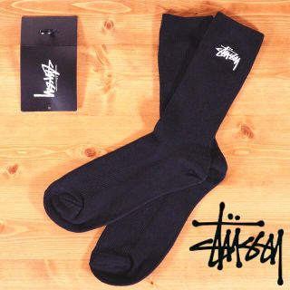 ステューシー(STUSSY)のStussy ステューシー ストックロゴソックス ブラック　靴下　海外(ソックス)