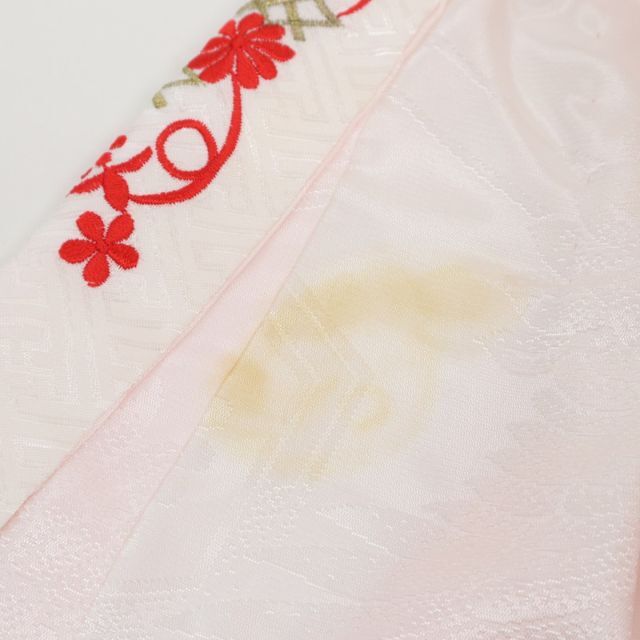七五三　3歳～5歳　女の子　お子様着物襦袢付き オレンジ　地紙に花10RR35 レディースの水着/浴衣(着物)の商品写真