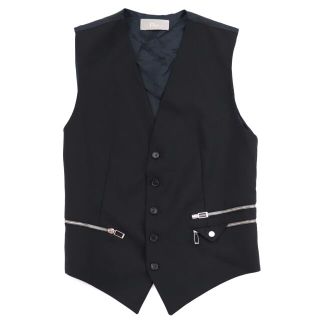 ディオールオム(DIOR HOMME)の美品 ディオール・オム 09AW ジップポケット ベスト メンズ 黒 46(ベスト)