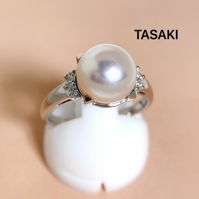 魅力の Pt900 田崎 タサキ アコヤパール リング 0.08 ダイヤ 約9.1mm リング(指輪)
