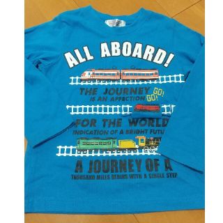 100サイズ ブルーの電車ロンT(Tシャツ/カットソー)