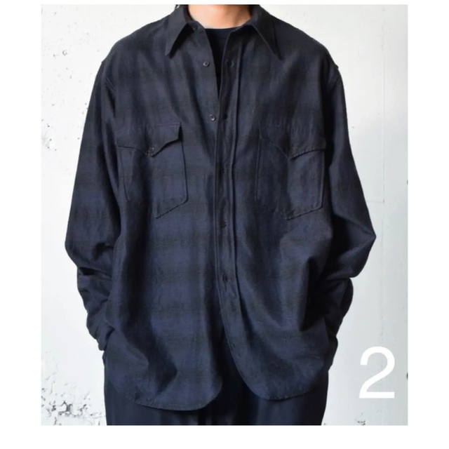 comoli コモリ　シルクシャツ navy サイズ2