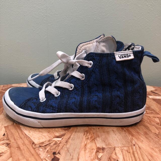 VANS(ヴァンズ)のオシャレvansスニーカー19.0☆ミドルカットブルーファスナー付き キッズ/ベビー/マタニティのキッズ靴/シューズ(15cm~)(スニーカー)の商品写真