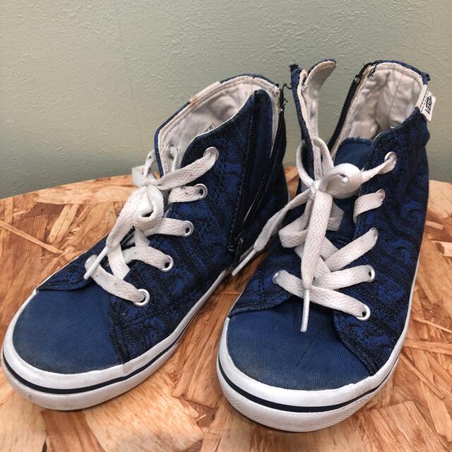 VANS(ヴァンズ)のオシャレvansスニーカー19.0☆ミドルカットブルーファスナー付き キッズ/ベビー/マタニティのキッズ靴/シューズ(15cm~)(スニーカー)の商品写真