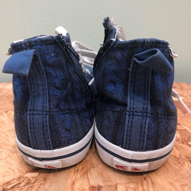 VANS(ヴァンズ)のオシャレvansスニーカー19.0☆ミドルカットブルーファスナー付き キッズ/ベビー/マタニティのキッズ靴/シューズ(15cm~)(スニーカー)の商品写真