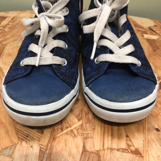 VANS(ヴァンズ)のオシャレvansスニーカー19.0☆ミドルカットブルーファスナー付き キッズ/ベビー/マタニティのキッズ靴/シューズ(15cm~)(スニーカー)の商品写真