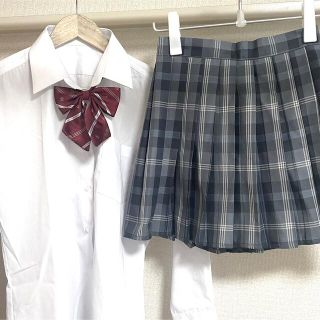 なんちゃって制服 コスプレ ワイシャツ ブラウス スカート リボン 3点セット(衣装)