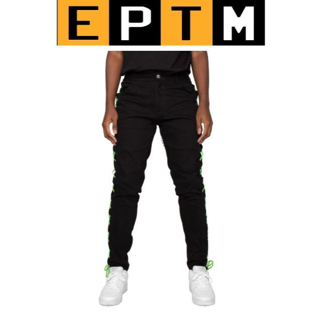 EPTM アイレットパンツ ストレッチパンツ ブラック×ネオン Mの+