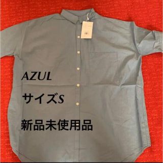 アズールバイマウジー(AZUL by moussy)のAZUL半袖シャツ　ブルー(シャツ/ブラウス(半袖/袖なし))