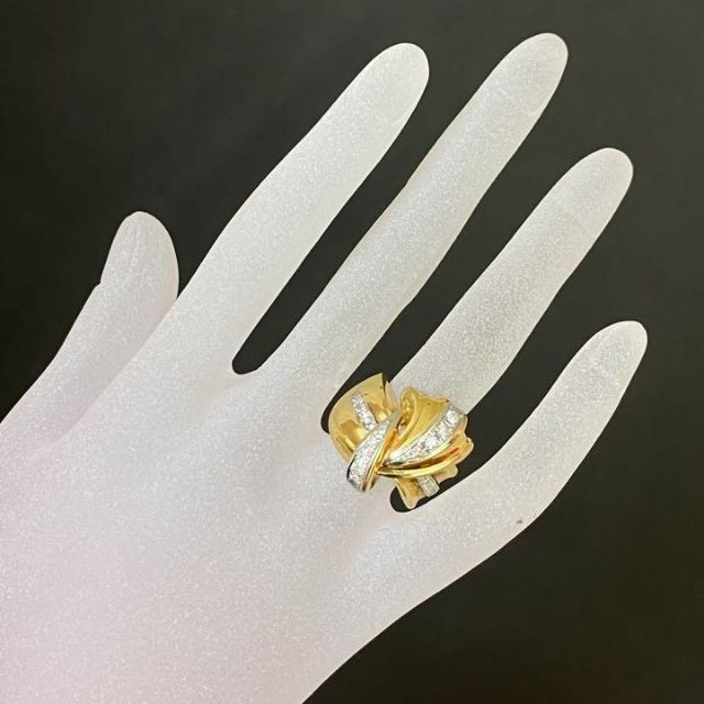 K18Pt900　幅広　天然ダイヤモンドリング　0.40ct　サイズ18号 レディースのアクセサリー(リング(指輪))の商品写真