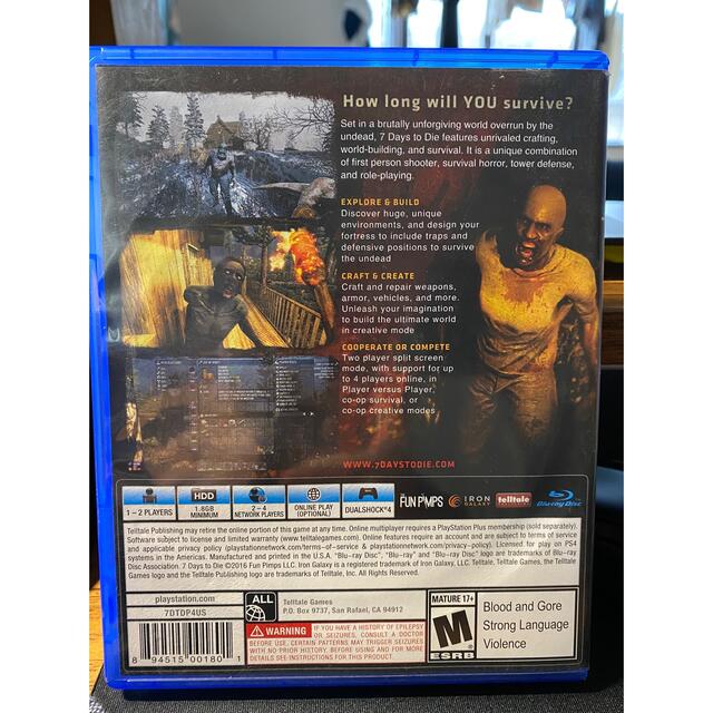 PS4版 7DAYS TO DIE (北米版) エンタメ/ホビーのゲームソフト/ゲーム機本体(家庭用ゲームソフト)の商品写真