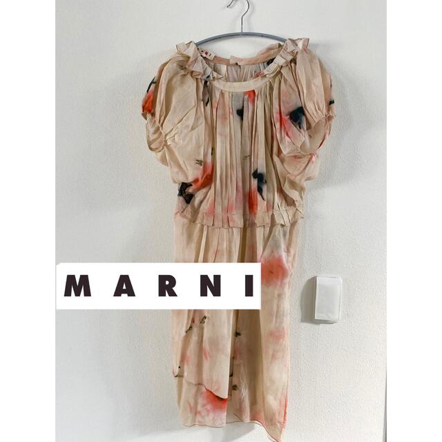 marni マルニ　フラワープリントラッフルチュニック　ワンピース